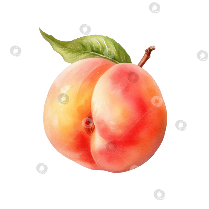 Скачать Акварельный прозрачный фон с фруктами персика, изолированное изображение фотосток Ozero