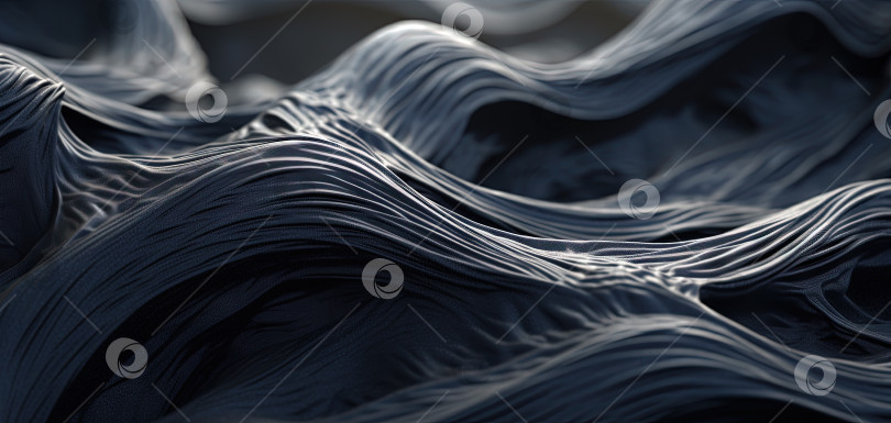 Скачать Научная абстракция с футуристическими текстурированными тканевыми волнами. Технический фон с биотекстурой wave крупным планом. Искусственный интеллект. фотосток Ozero