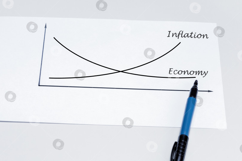 Скачать экономический кризис, концепция инфляции. график растущей инфляции и падающей экономики. фотосток Ozero