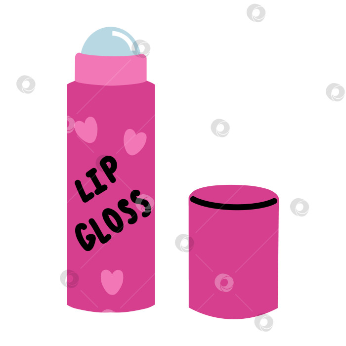 Скачать Розовый женственный блеск для губ. Иллюстрация в стиле 2000-х. фотосток Ozero