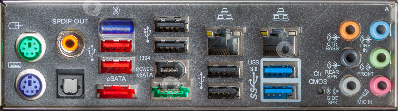 Скачать Компьютерные разъемы на задней панели в качестве фона, текстуры, баннера (широкое изображение) фотосток Ozero