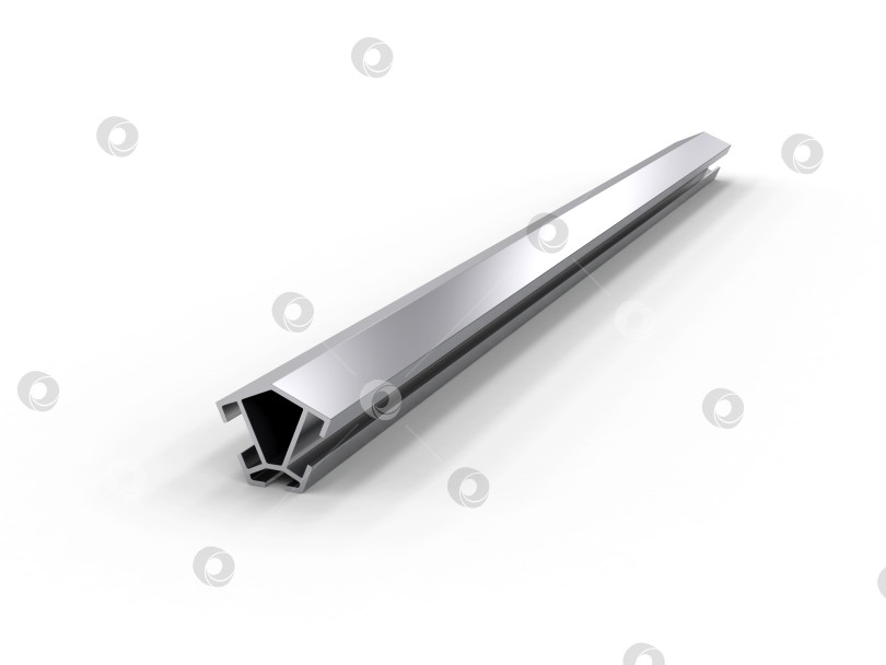 Скачать алюминиевый профиль, выделенный на белом фоне, 3d-рендеринг фотосток Ozero