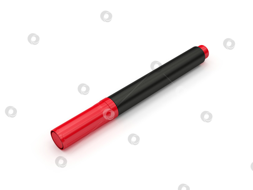 Скачать Красный маркер, выделенный на белом фоне, 3d-рендеринг фотосток Ozero