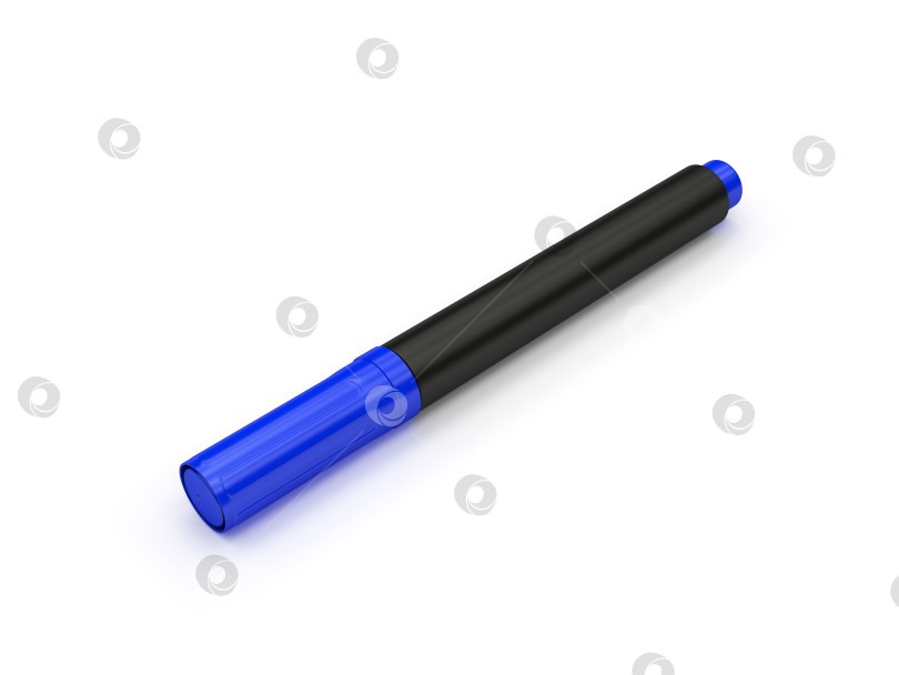 Скачать Синий маркер, выделенный на белом фоне, 3d-рендеринг фотосток Ozero