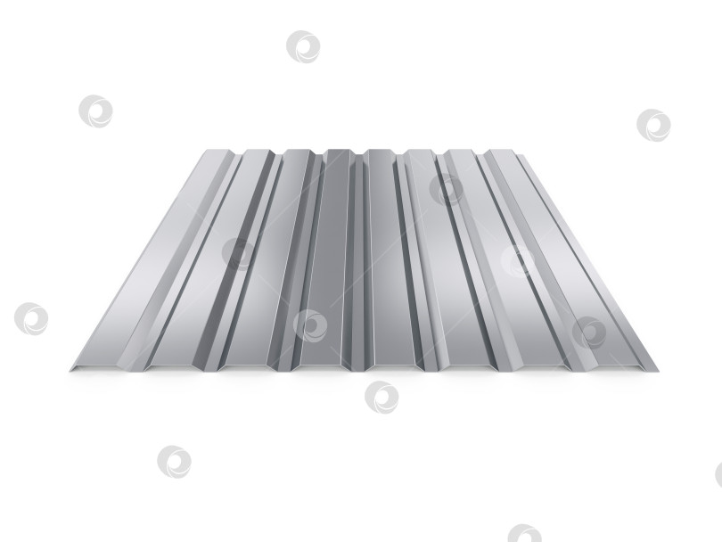 Скачать Гофрированный металлический лист. 3d-иллюстрация, выделенная на белом фоне, 3d-рендеринг фотосток Ozero