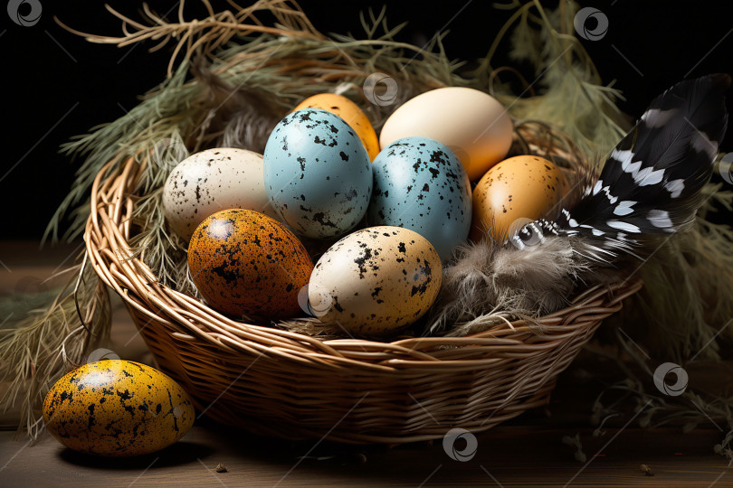 Скачать цветные яйца в корзинке фотосток Ozero