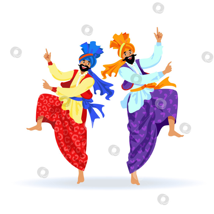 Скачать Два веселых сикха танцуют на фестивале, вечеринке фотосток Ozero