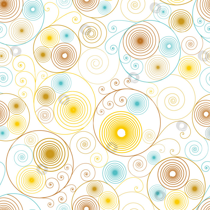 Скачать Бесшовный узор золотого, синего цвета с мелким рисунком в виде кругов, спиралей для текстиля, тканей, упаковки, бумаги фотосток Ozero