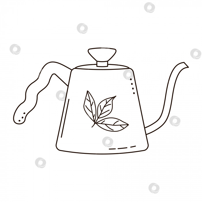 Скачать Чайник, заварочный чайник, выделенный на белом фоне. Стиль каракулей. фотосток Ozero
