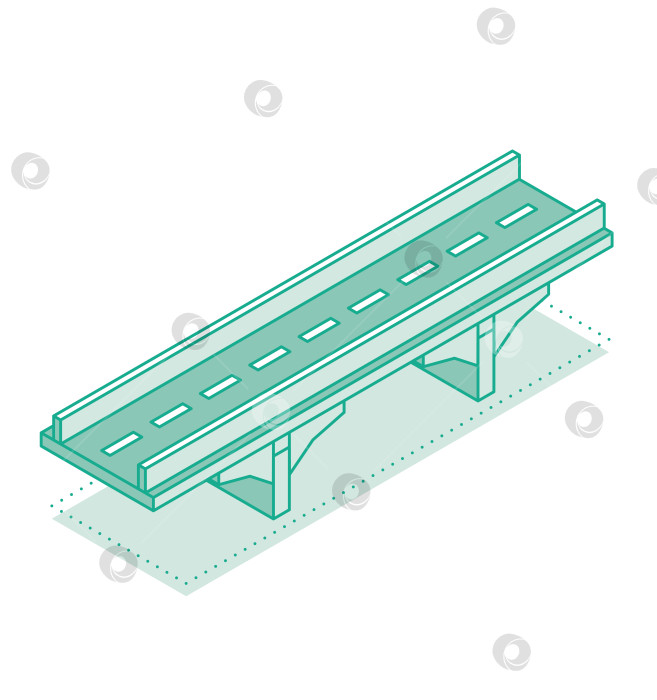 Скачать Мост изометрической формы. Векторная иллюстрация. Значок дороги. Городская инфраструктура. Автомобильный мост. фотосток Ozero