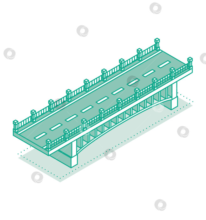 Скачать Мост изометрической формы. Векторная иллюстрация. Значок дороги. Городская инфраструктура. Автомобильный мост. фотосток Ozero