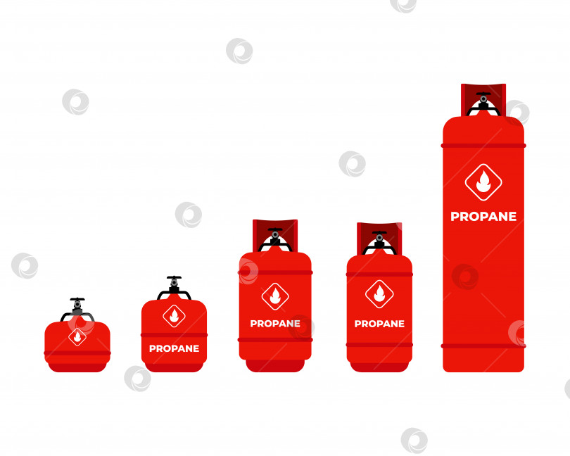 Скачать Красный цилиндр, выполненный в плоском стиле. Баллоны для транспортировки газа пропана. фотосток Ozero