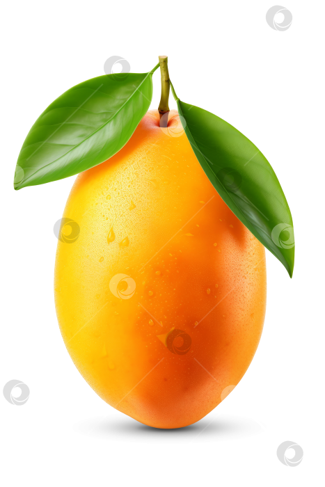 Скачать Свежий фрукт манго с листьями, выделенный на прозрачном фоне фотосток Ozero