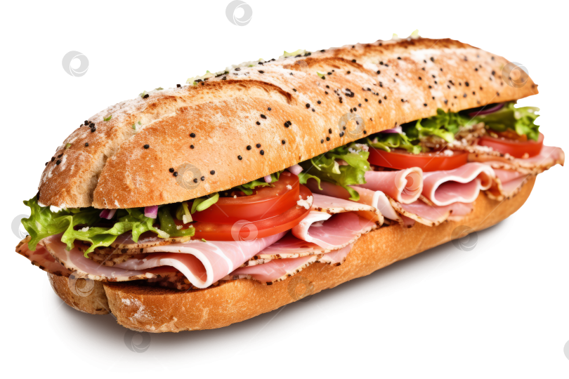 Скачать Кулинарная фотография свежего вкусного сэндвича, выделенного на прозрачном фоне фотосток Ozero