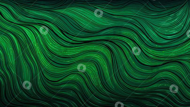 Скачать Абстрактный зеленый фон, выполненный в стиле плавных форм, текстуры, волны, темно-зеленого и изумрудного цветов фотосток Ozero