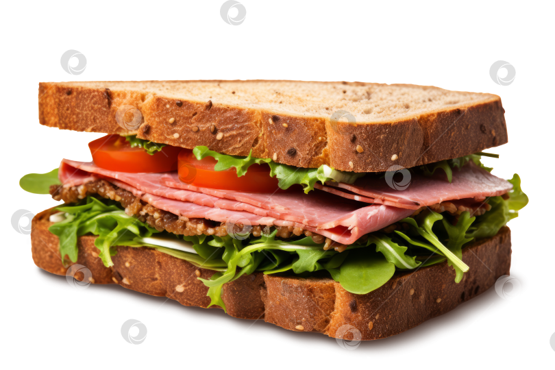 Скачать Кулинарная фотография свежего вкусного сэндвича, выделенного на прозрачном фоне фотосток Ozero