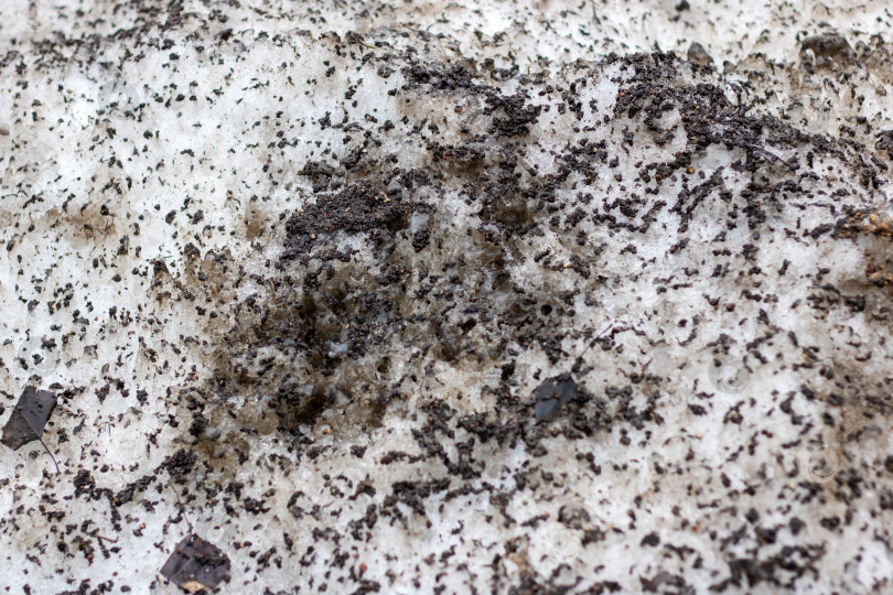 Скачать Замерзающая куча снега с коричневыми и серыми пятнами, напоминающими геологический узор фотосток Ozero