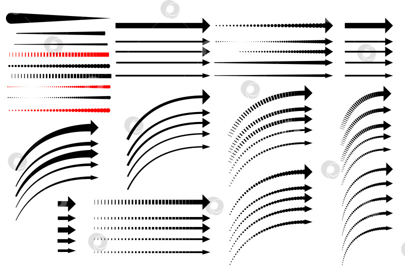 Скачать стилизованные стрелки различных форм и размеров для оформления и декорирования, инфографика, вектор фотосток Ozero