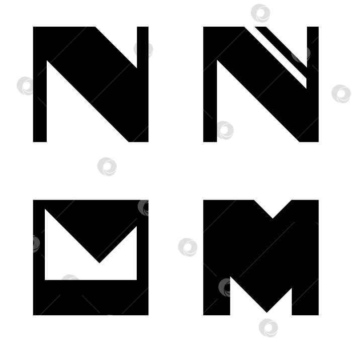 Скачать черно-белый логотип, стилизованные буквы в квадрате фотосток Ozero