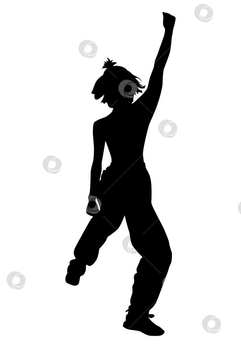 Скачать черно-белые векторные женские силуэты для стрижки, прыгающих людей, активности и радости фотосток Ozero