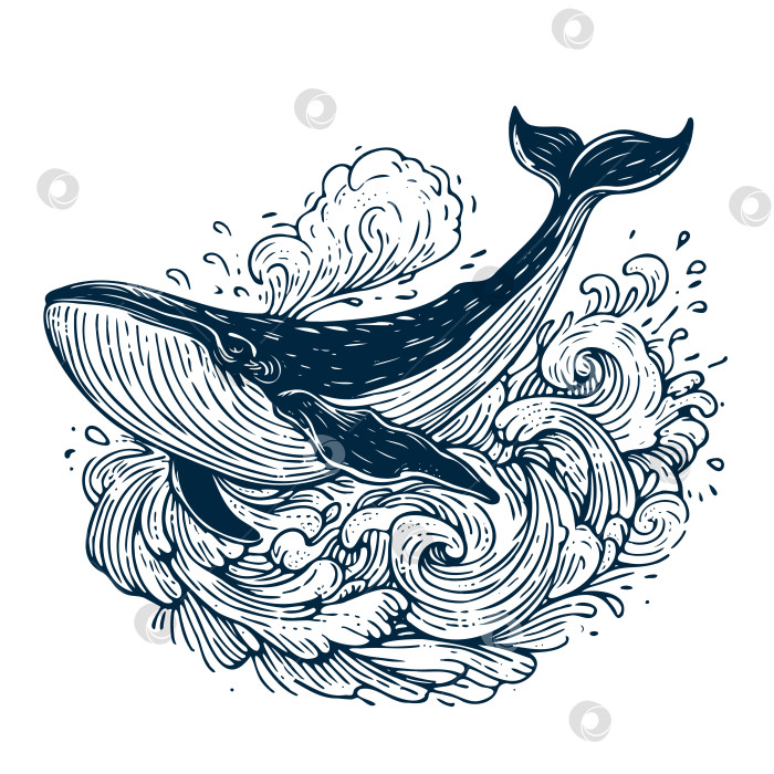 Скачать кит плавает в океане, взмахивая хвостом фотосток Ozero