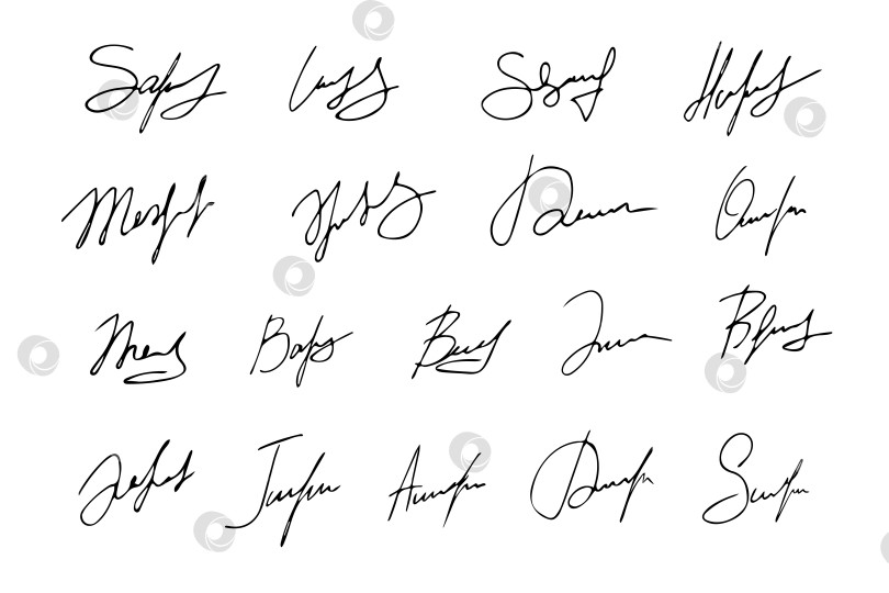 Скачать Набор векторных подписей для создания фиктивного автографа. Подпись для конвенции. Документ для подписи. фотосток Ozero