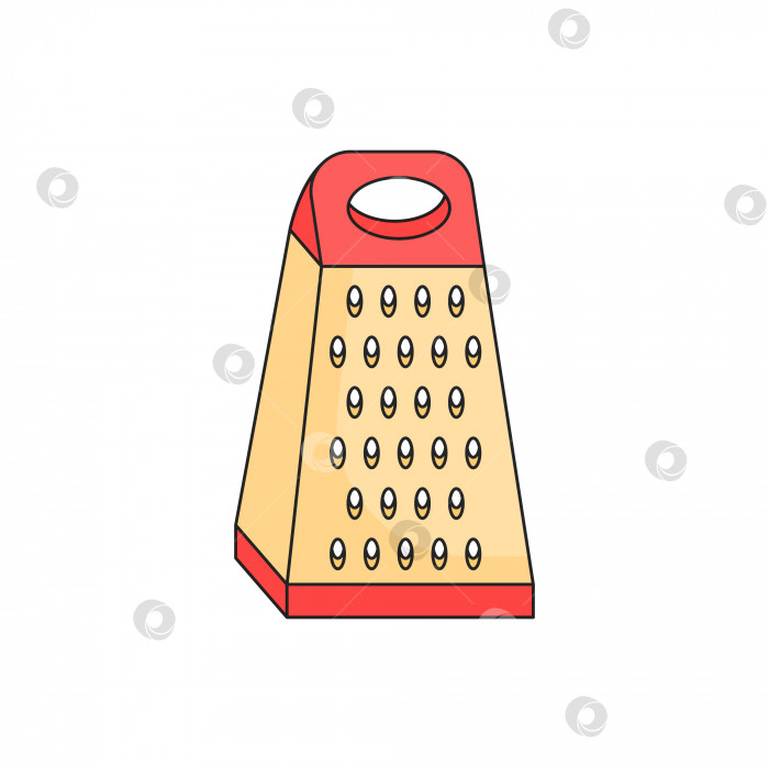 Скачать Кухонная терка. Элемент кухонной утвари. Кухонная утварь и инструмент. Стиль каракулей. фотосток Ozero
