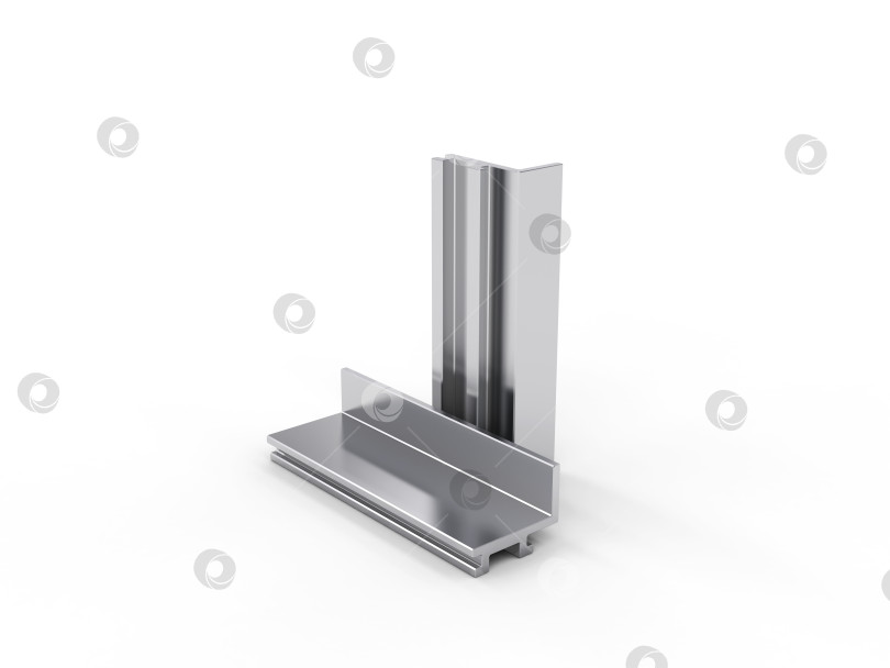 Скачать алюминиевый профиль, выделенный на белом фоне, 3d-рендеринг фотосток Ozero