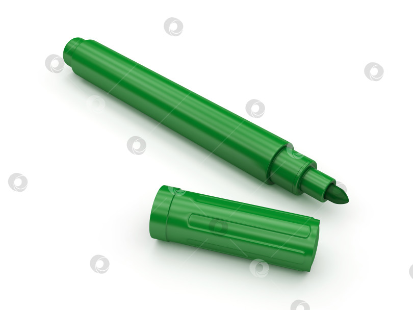 Скачать зеленый маркер, выделенный на белом фоне, 3d-рендеринг фотосток Ozero