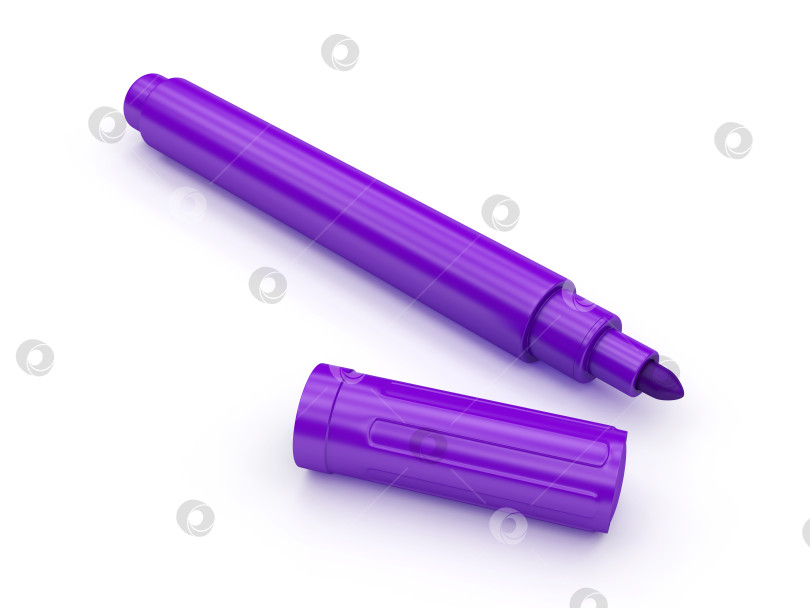 Скачать фиолетовый маркер, выделенный на белом фоне, 3d-рендеринг фотосток Ozero