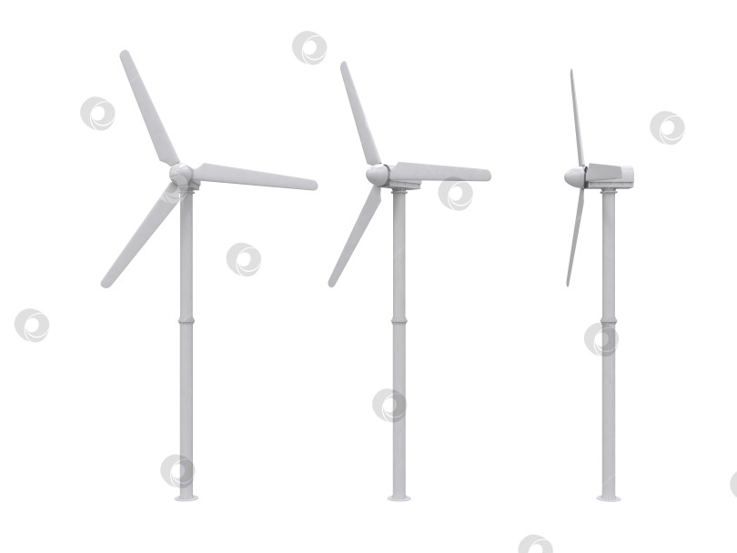 Скачать ветряная турбина, изолированная на белом фоне, 3d-рендеринг фотосток Ozero