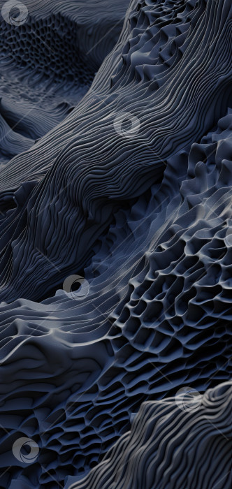 Скачать Научная абстракция с футуристическими текстурированными тканевыми волнами. Технический фон с биотекстурой wave крупным планом. Искусственный интеллект. фотосток Ozero