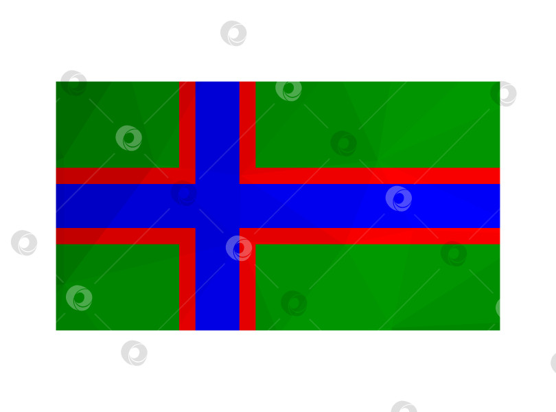 Скачать Векторная изолированная иллюстрация с неофициальным национальным флагом Карелии, российского региона. Объемная тень на флаге. Белый фон фотосток Ozero