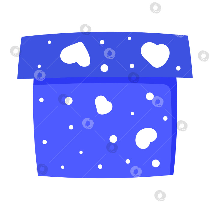 Скачать Синяя подарочная коробка с сердечками. Векторная иллюстрация фотосток Ozero