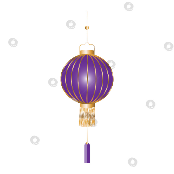 Скачать Фиолетовый китайский фонарик на белом фоне. Векторная иллюстрация фотосток Ozero