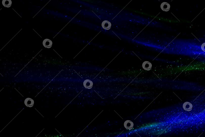 Скачать абстрактный синий и зеленый фон движения камеры контроля скорости на фоне светящихся огней с блестками и звездами. фотосток Ozero