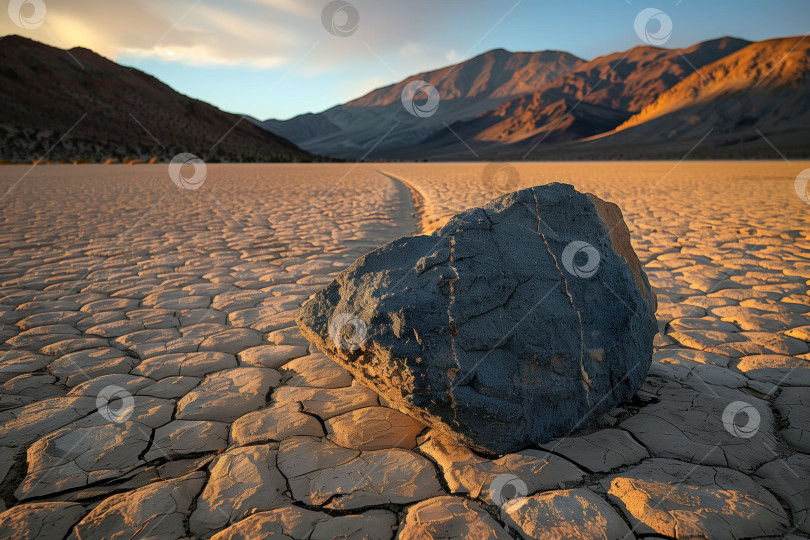 Скачать таинственный ползучий камень в глинистой пустыне фотосток Ozero