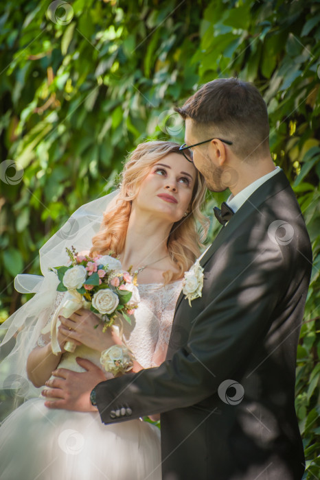 Скачать На свадебной фотосессии жених и невеста демонстрируют свои искренние чувства любви фотосток Ozero