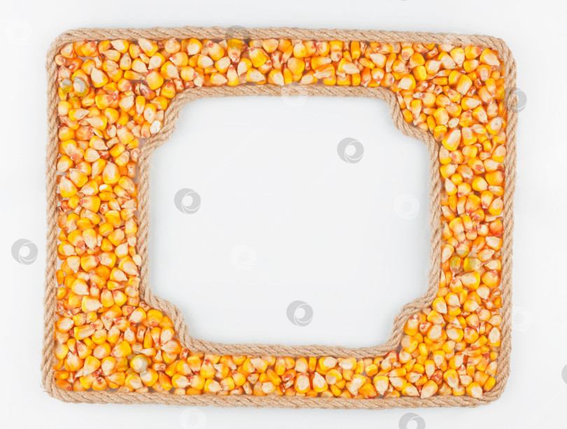 Скачать Две рамки из веревки с кукурузными зернами на белом фоне фотосток Ozero
