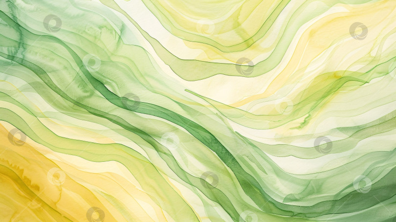 Скачать Картина с изображением зеленой и желтой волны фотосток Ozero