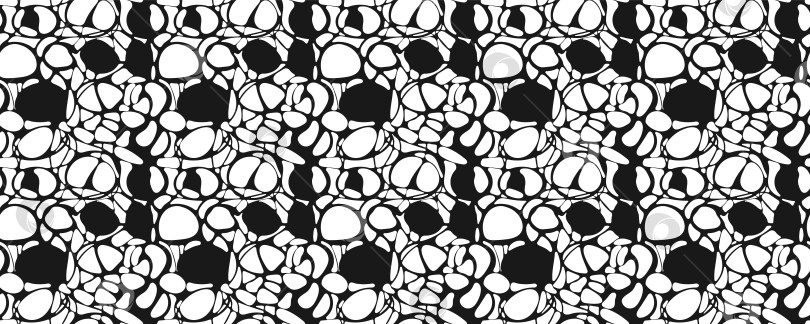 Скачать Бесшовный черно-белый нейрографический рисунок на изолированном фоне. Темные пятна и плавные линии. Векторная иллюстрация фотосток Ozero