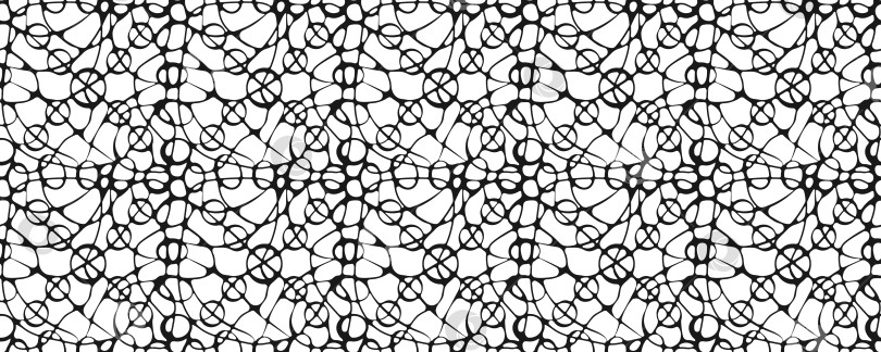 Скачать Бесшовный черно-белый нейрографический рисунок на изолированном фоне. Круги и абстракция. Векторная иллюстрация фотосток Ozero