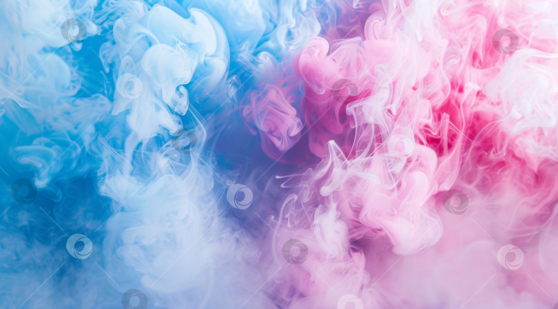 Скачать Яркий розовый и голубой дым переплетаются в динамичном и плавном движении, создавая мягкий, мечтательный фон, идеально подходящий для художественного оформления фотосток Ozero