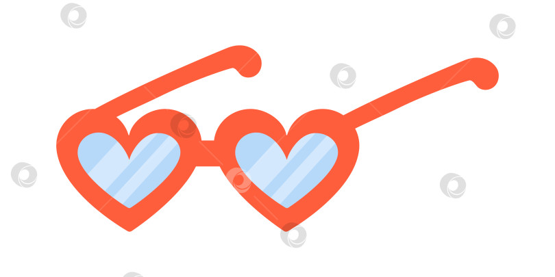 Скачать Солнцезащитные очки в форме красного сердца с синими линзами, выполненные в плоском стиле. Изолированные на белом фоне. фотосток Ozero