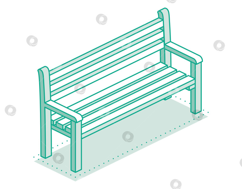 Скачать Современная уличная скамейка с изометрическими очертаниями. Минималистичный объект, выделенный на чистом белом фоне. Идеально подходит для представления общественных пространств, городского планирования и современной архитектуры. фотосток Ozero
