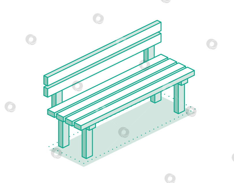 Скачать Современная уличная скамейка с изометрическими очертаниями. Минималистичный объект, выделенный на чистом белом фоне. Идеально подходит для представления общественных пространств, городского планирования и современной архитектуры. фотосток Ozero