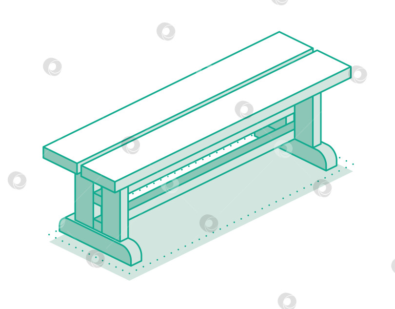 Скачать Изометрический контур старой антикварной скамьи. Векторная иллюстрация. Минималистский объект, выделенный на чистом белом фоне. фотосток Ozero