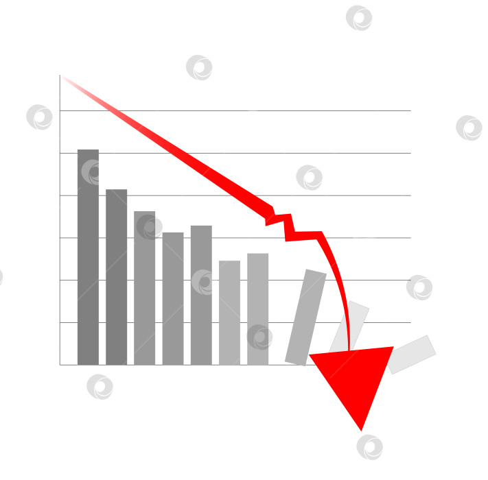 Скачать Диаграмма падения, обрушения какого-либо абстрактного показателя фотосток Ozero