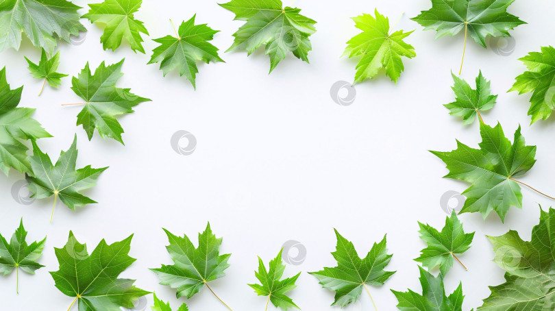 Скачать Ряд зеленых листьев расположен в линию на белом фоне фотосток Ozero