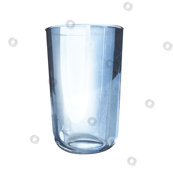 Скачать Тумблер. Акварельная иллюстрация. Пустой, чистый высокий стакан для напитка, воды. Стакан для пинты пива. Бар, меню, коктейльная карта, фон, упаковка, баннер. фотосток Ozero